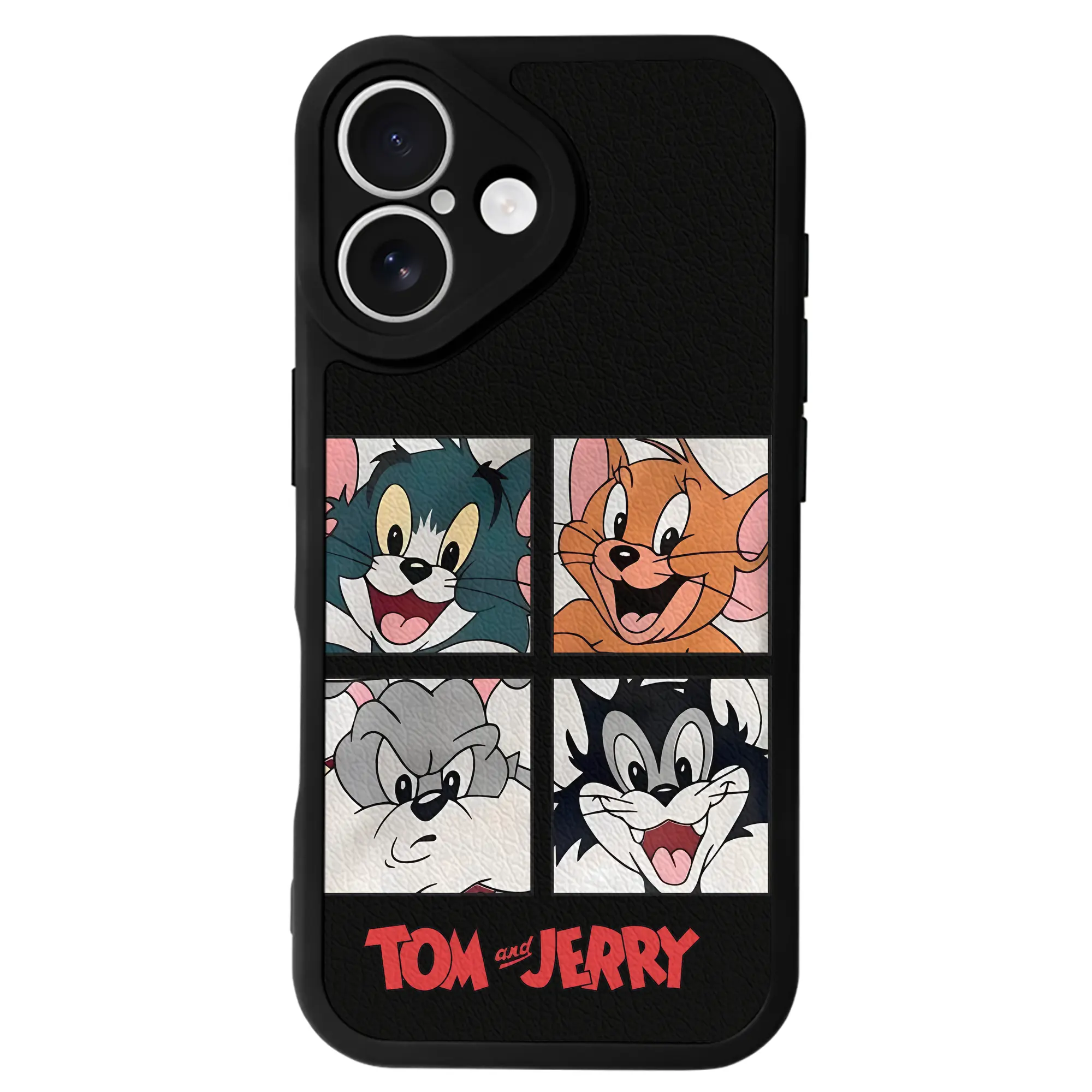 トムとジェリー グッズ トム - IPhone 16シリーズ対応 ・ シリコンスマホケース ・ レザー調 ・ 高精度フィット ・ 耐衝撃 ・ ワイヤレス充電対応 ・ 精密カット